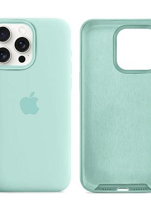 Чохол силіконовий silicone case full size для iphone 16 pro max з мікрофіброю всередині захисний 21.sea blue