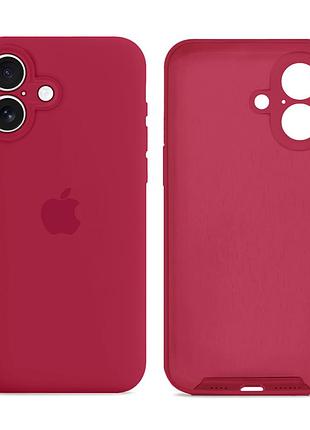 Чехол силиконовый silicone case full size с микрофиброй для iphone 17 защита от повреждений розовый.