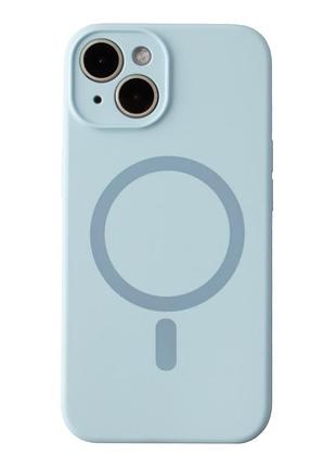 Чехол накладка glow silicone case с рамкой камеры для iphone 13 панель-накладка для телефона с magsafe blue