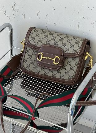 Gucci horsebit 1955 mini bag коричневый pu