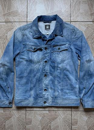 Джинсовая куртка g-star raw denim trucker jacket men l blue distressed faded 100% cotton button