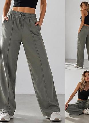 Стильові спортивні штани широкі палиці трикотажні h&m хакі