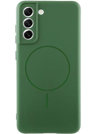 Чехол silicone cover lakshmi full camera (aa) with magnetic fit для samsung galaxy s21 fe зеленый / dark green