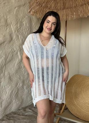 Жіноча біла пляжна туніка plus size