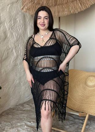 Жіноча чорна пляжна туніка plus size