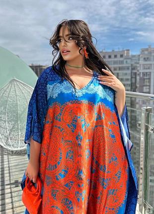 Розкішна шовкова довга сукня-туніка plus size