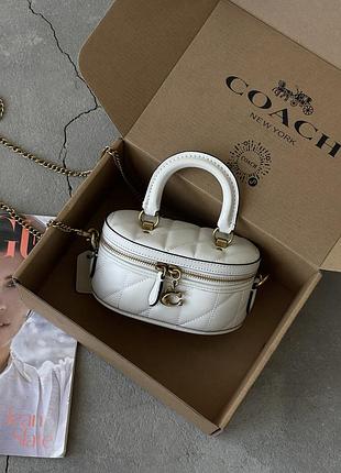 Женская сумка coach trail crossbody 17 белый через плече коуч