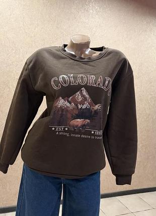 Теплий коричневий світшот на флісі «colorado» (оверсайз / унісекс)