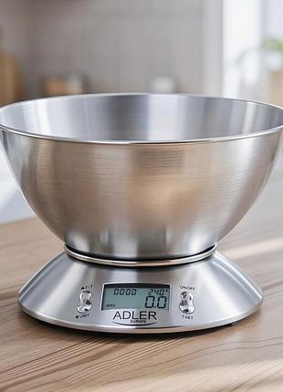 Весы для взвешивания еды adler (польша), цифровые точные весы для кухни без чаши, настольные весы для кухни с чашей, rfe