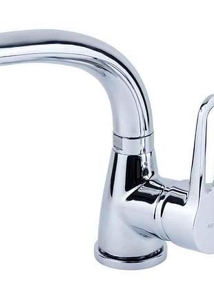 Смеситель hl ø35 для раковины гусь изогнутый на гайке (9734000) тм aquatica