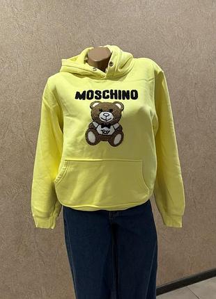 Яскраве жовте худі moschino з об'ємним ведмедиком (тепле, на флісі)