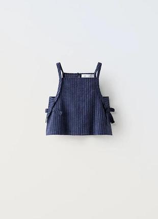 Льняной летний комплект для девочки zara 6-7 шорты+топ