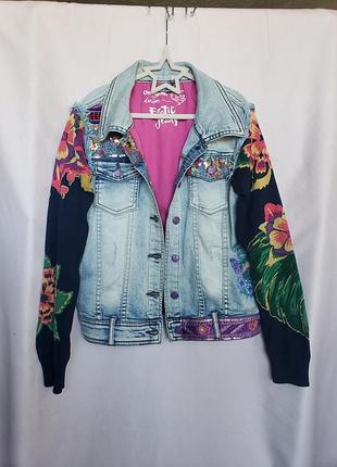 Эксклюзивная джинсовая куртка desigual exotic jeans (р. 146-152, 11-12 лет)