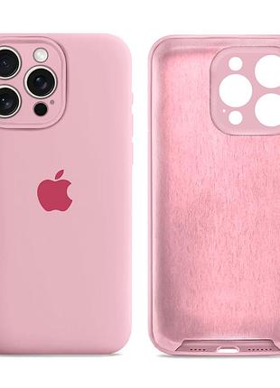 Чехол силиконовый silicone case full size с микрофиброй для iphone 12 pro max защита от повреждений светло-розовый