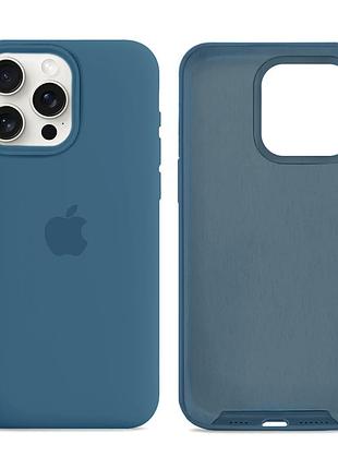 Чехол силиконовый silicone case full size для iphone 13 pro max противоударный с микрофиброй внутри blue cobalt.