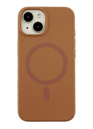Чохол силіконовий glow silicone case з magsafe для iphone 14 захист корпусу матова поверхня new brown