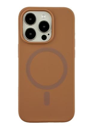 Чохол glow silicone case з magsafe для iphone 14 pro max силіконовий з внутрішнім оздобленням мікрофібра new brown