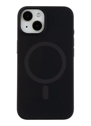 Чохол силіконовий glow silicone case з magsafe для iphone 14 захист камери матовий чорний