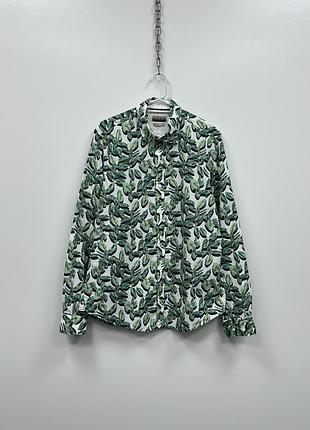 Крута сорочка napapijri gisborne 2 flowers print slim fit shirt green/white