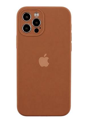 Чохол силіконовий silicone case full size з рамкою для iphone 12 pro max захист від пошкоджень коричневий