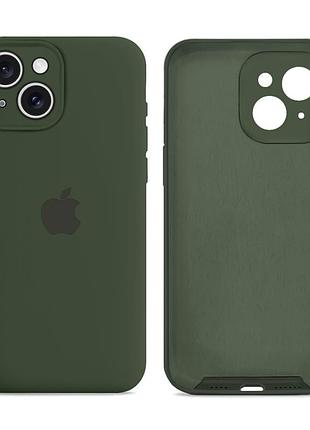 Чехол силиконовый silicone case full size с микрофиброй для iphone 13 защита от повреждений cyprus green