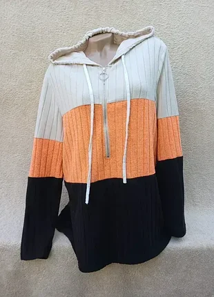 Кофтейка з капюшоном,р50-52🧡🖤🤍