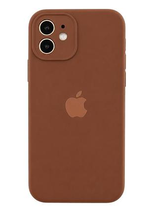 Чохол силіконовий silicone case full size з мікрофіброю для iphone 12 захисний коричневий