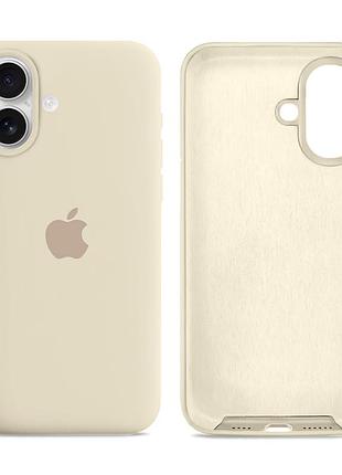 Чехол силиконовый silicone case full size для iphone 16 защита от ударов с микрофиброй внутри antique white