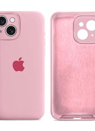 Чехол силиконовый silicone case с защитой от повреждений для iphone 14 light pink с микрофиброй внутри