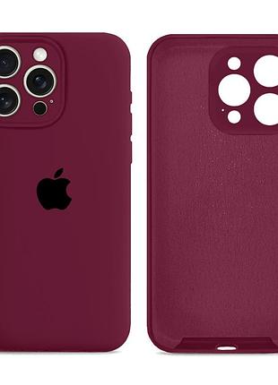 Чехол силиконовый silicone case full size с рамкой для iphone 15 pro max защита от повреждений матовый 42.maroon