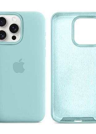 Чохол силіконовий silicone case full size для iphone 15 pro протиударний із мікрофіброю всередині 17.turquoise