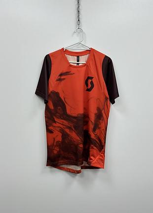 Вело/мото джерсі футболка scott usa trail vertic mtb jersey orange/red