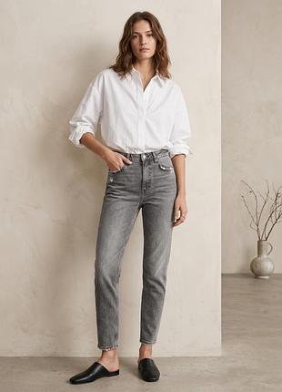Джинси mom fit з високою посадкою / washed grey