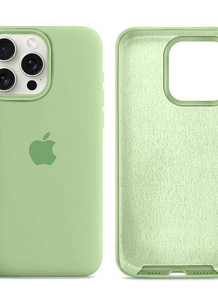 Чехол силиконовый silicone case full size для iphone 13 pro max с микрофиброй внутри защита от ударов 01.mint