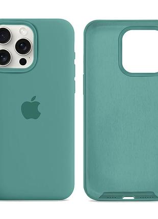 Чохол силіконовий silicone case full size для iphone 14 pro захист від ударів із мікрофіброю всередині 55.pine green