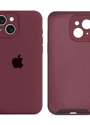 Чехол силиконовый silicone case full size с микрофиброй для iphone 13 защита от повреждений 73.plum