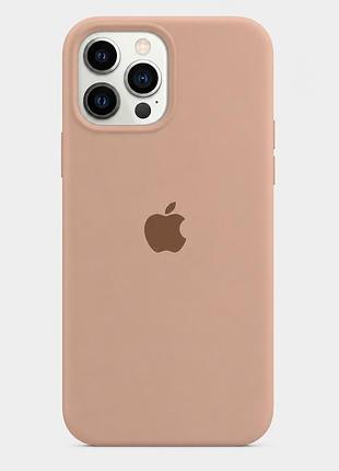 Чехол silicone case full size для iphone 12 pro max с микрофиброй внутри защита от ударов 92.desert gold
