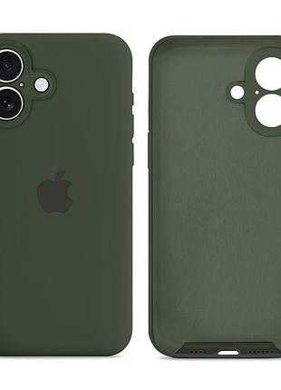 Чехол силиконовый silicone case full size с микрофиброй для iphone 16 защита от повреждений 71.cyprus green