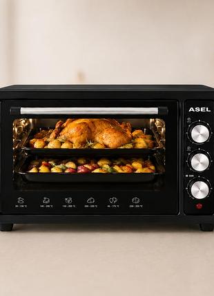 Духовка asel af-0123 40 л чорна / пекти електрична з механічним керуванням / електродуховка 1300 вт