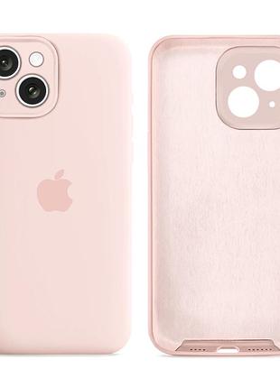 Чохол силіконовий silicone case full size з мікрофіброю для iphone 13 захист від пошкоджень 81.chalk pink