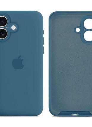 Чехол силиконовый silicone case square для iphone 16 защитный темно-синий с защитой камеры mc-12356