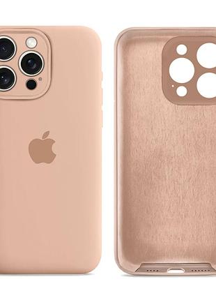 Чехол силиконовый silicone case full size с микрофиброй для iphone 16 pro max защита от ударов 19.pink sand