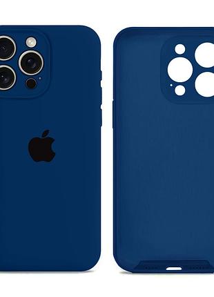 Чехол silicone case full size с микрофиброй для iphone 15 pro защита от повреждений 70.deep navy