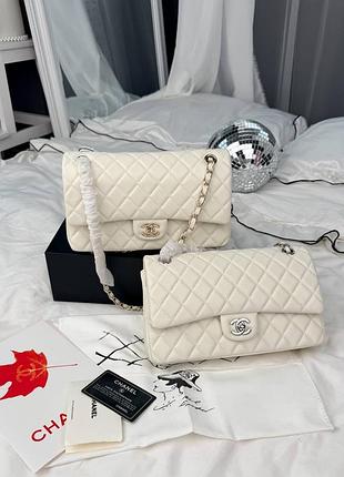 Жіноча сумка преміум classic flap 25 cream light gold hardware
