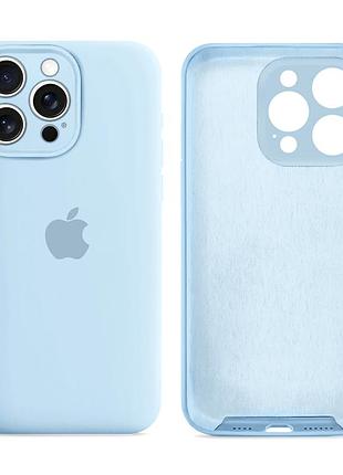 Чехол силиконовый silicone case square для iphone 16 pro защита камеры голубой mc-12365