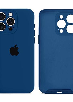 Чехол силиконовый silicone case square для iphone 16 pro max с защитой камеры синий mc-12371
