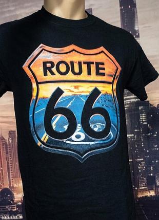 Черная мужская футболка gildan с ярким принтом «route 66». состав: 100% хлопок (100% cotton).размер: s (small).
(made in dominican republic).