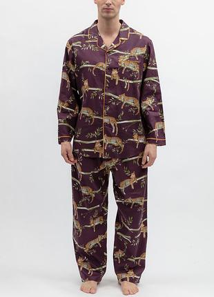 Пижама мужская cyberjammies wild slumber 3328-3255 из хлопка и модала для стильного семейного образа l фиолетовый с принтом
