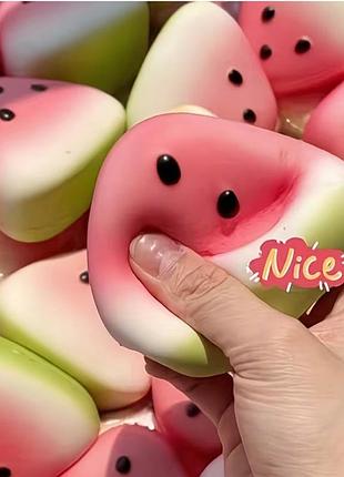 Игрушка антистресс сквиш «шашек арбуза» (squishy), 7х6 см - мягкая мялка для снятия стресса