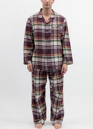 Пижама мужская cyberjammies wild slumber 3252-3253 из 100% хлопка с начесыванием family look m фиолетовый в клетку